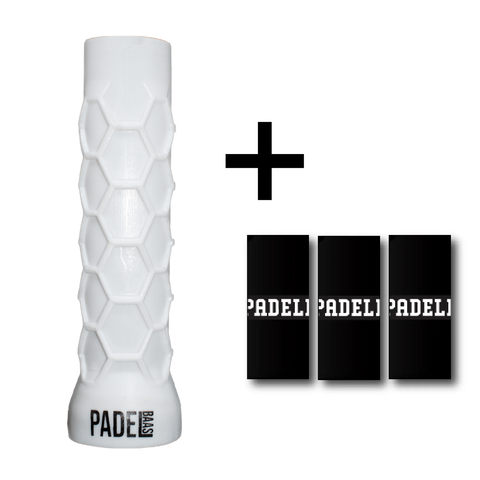 Baasgrip + 3 st. Padelbaas overgrip zwart , voor meer grip en minder trillingen (absorberende ondergrip)