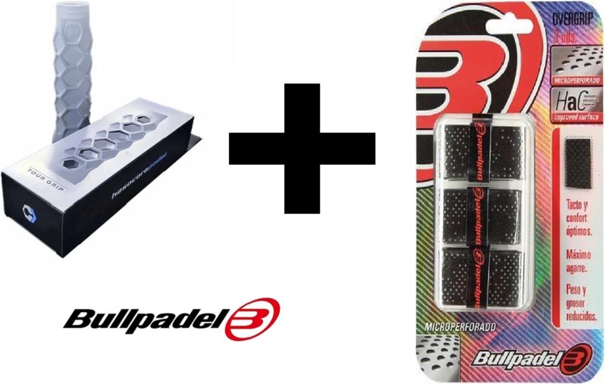 Bullpadel Hesacore Grip Combipack Tourgrip + 3st. Bullpadel Overgrip zwart